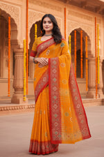 Load image into Gallery viewer, Women's Art Silk Printed Saree With Unstitched Blouse 5.5Mtr (Yellow)
