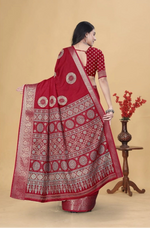 Load image into Gallery viewer, Women's Art Silk Printed Saree With Unstitched Blouse 5.5Mtr (Red)
