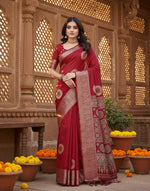 Load image into Gallery viewer, Women's Art Silk Printed Saree With Unstitched Blouse 5.5Mtr (Red)
