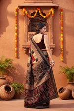 Load image into Gallery viewer, Women's Dupion Silk Block Printed Saree With Unstitched Blouse 5.5Mtr (Multicolor)
