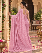 Premium Fancy Silk Party Wear Saree With Unstitched Blouse(Pink)