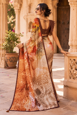 Load image into Gallery viewer, Swiss Satin Silk Digital Printed Saree With Unstitched Blouse(Multicolor)
