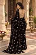 Premium Space Silk Saree With Unstitched Blouse(Black)