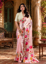 Load image into Gallery viewer, Satin Silk Party Wear Saree With Unstitched Blouse(Light Pink)
