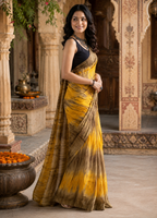 Soft Georgette Ready To Wear Saree With Unstitched Blouse(Yellow)