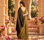 Mulmul Cotton Saree With Unstitched Blouse(Brown)