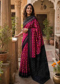 Mulmul Cotton Designer Saree With Unstitched Blouse(Red)