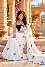 Georgette Ready To Wear Saree With unstitched Blouse(White)