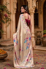 Load image into Gallery viewer, Satin Silk Party Wear Saree With Unstitched Blouse(Beige)

