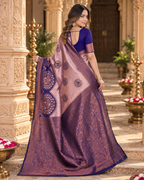 Banarasi Zari Weaving Saree With Unstitched Blouse(Pink)