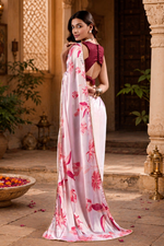 Load image into Gallery viewer, Satin Silk Party Wear Saree With Unstitched Blouse(Baby Pink)

