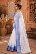Load image into Gallery viewer, Soft Organza Saree With Unstitched Blouse(Blue)
