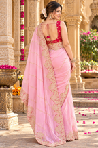 Rangoli Silk Embroidery Work Saree With Unstitched Blouse(Baby Pink)