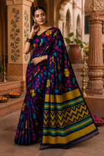 Load image into Gallery viewer, Georgette Printed Saree With Unstitched Blouse(Blue)
