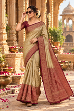 Pure Banarasi Silk Zari Weaving Pallu Work Saree With Unstitched Blouse(Red)