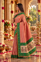 Premium Tissue Silk Saree With Unstitched Blouse(Pink)