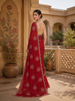 Load image into Gallery viewer, Soft Rangoli Silk Embroidery Work Saree With Unstitched Blouse(Red)
