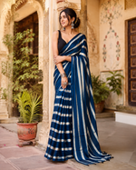 Load image into Gallery viewer, Pure Silk Ajrakh Print Saree With Unstitched Blouse(Blue)
