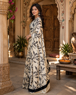Load image into Gallery viewer, Satin Silk Printed Saree With Unstitched Blouse(White)
