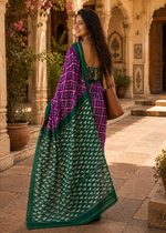 Load image into Gallery viewer, Pure Mulmul Cotton Printed Saree With Unstitched Blouse(Purple)
