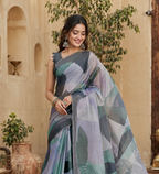 Cotton Printed Saree With Unstitched Blouse(Multicolor)
