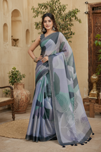 Cotton Printed Saree With Unstitched Blouse(Multicolor)