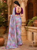Load image into Gallery viewer, Satin Silk Designer Saree With Unstitched Blouse(Purple)

