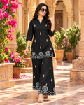 Pure Cotton Embroidery Work Co-Ord Set(Black)
