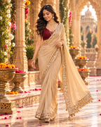 Rangoli Silk Saree With Unstitched Blouse(Beige)