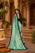 Load image into Gallery viewer, Soft Crepe Silk Digital Print Saree With Unstitched Blouse(Sea Green)
