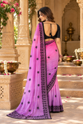 Crush Silk Embroidery Sequin Work Saree With Unstitched Blouse(Purple)