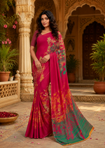 Load image into Gallery viewer, Crepe Silk Party Wear Saree With Unstitched Blouse(Red)
