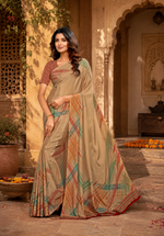 Load image into Gallery viewer, Crepe Silk Party Wear Saree With Unstitched Blouse(Beige)
