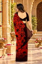 Soft Space Silk Zarkhan Border Work Saree With Unstitched Blouse(Red)