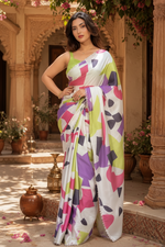 Load image into Gallery viewer, Silk Printed Saree With Unstitched Blouse(Multicolor)
