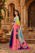 Load image into Gallery viewer, Soft Crepe Silk Digital Print Saree With Unstitched Blouse(Pink)
