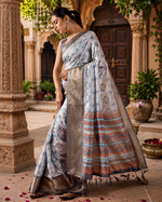 Load image into Gallery viewer, Soft Litchi Silk Party Wear Saree With Unstitched Blouse(Grey)
