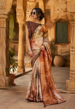 Load image into Gallery viewer, Swiss Satin Silk Digital Printed Saree With Unstitched Blouse(Multicolor)
