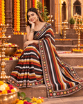 Vichitra Silk Embroidery Work Saree With Unstitched Blouse(Multicolor)