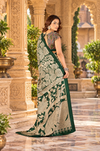 Premium Tussar Silk kalamkari Print Saree With Unstitched Blouse(Green)
