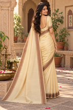 Fancy Silk Saree With Unstitched Blouse(Cream)
