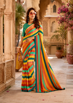 Load image into Gallery viewer, Crepe Silk Digital Print Saree With Unstitched Blouse(Multicolor)
