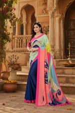 Load image into Gallery viewer, Soft Crepe Silk Digital Print Saree With Unstitched Blouse(Pink)
