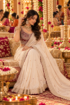 Rangoli Silk Embroidery Work Saree With Unstitched Blouse(White)