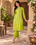 Poly Rayon Kurti Pant Set(Green)