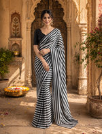 Load image into Gallery viewer, Georgette Marshmallow Printed Saree With Unstitched Blouse(White)
