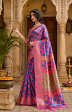 Pure Soft Silk Zari Border Work Saree With Unstitched Blouse(Pink)