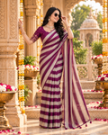 Chiffon Silk Designer Saree With Unstitched Blouse(Dark Wine)