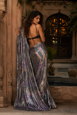 Load image into Gallery viewer, Premium Party Wear Multicolor Sequins Work Saree With Unstitched Blouse(Multicolor)
