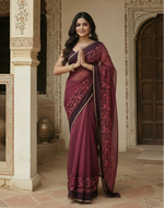 Load image into Gallery viewer, Georgette Floral Printed Saree With Unstitched Blouse(Rani)
